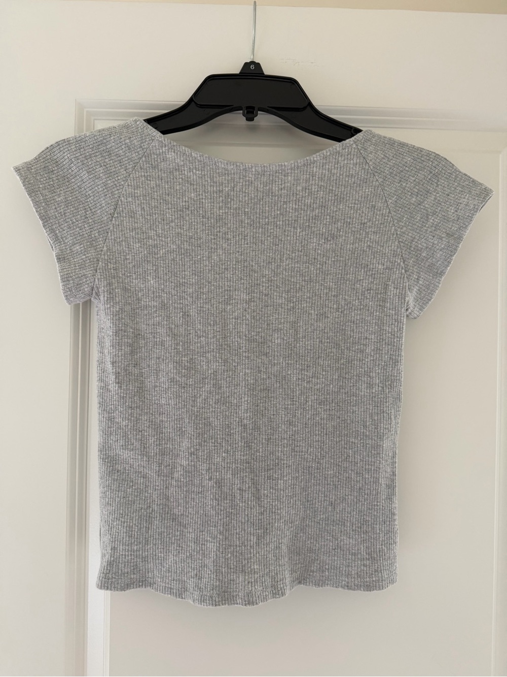 aerie Ribbed Short Sleeve Top low back  - Light Gray